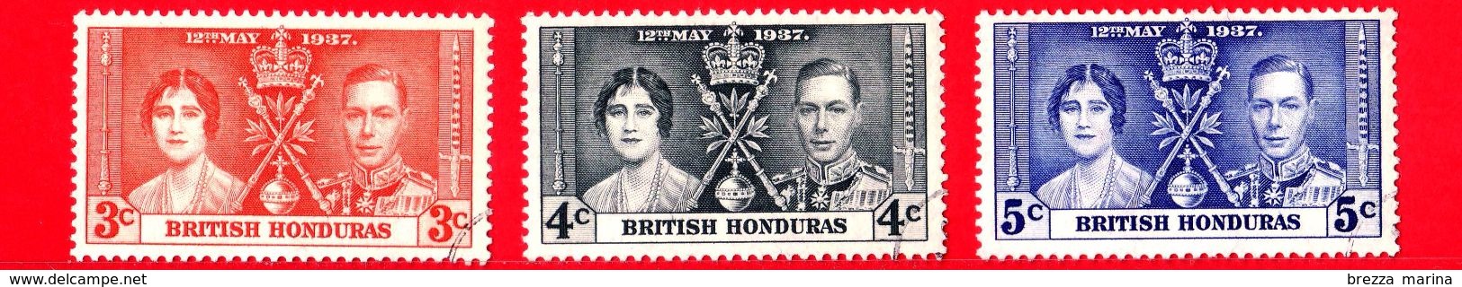 HONDURAS - Usato - 1937 - Incoronazione Di Re Giorgio VI E Della Regina Elisabetta - Serie Completa - British Honduras (...-1970)