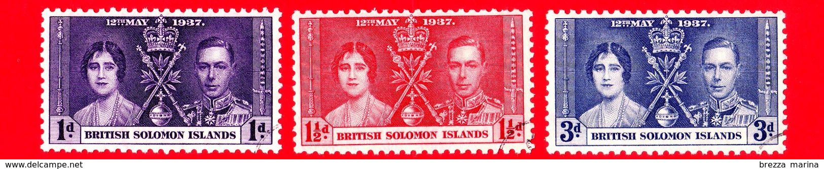 Isole SALOMONE - Usato - 1937 - Incoronazione Di Re Giorgio VI E Della Regina Elisabetta - Serie Completa - Iles Salomon (...-1978)