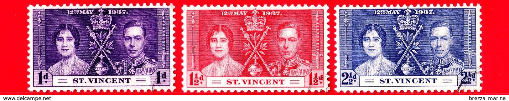 ST. VINCENT - Usato - 1937 - Incoronazione Di Re Giorgio VI E Della Regina Elisabetta - Serie Completa - St.Vincent (...-1979)