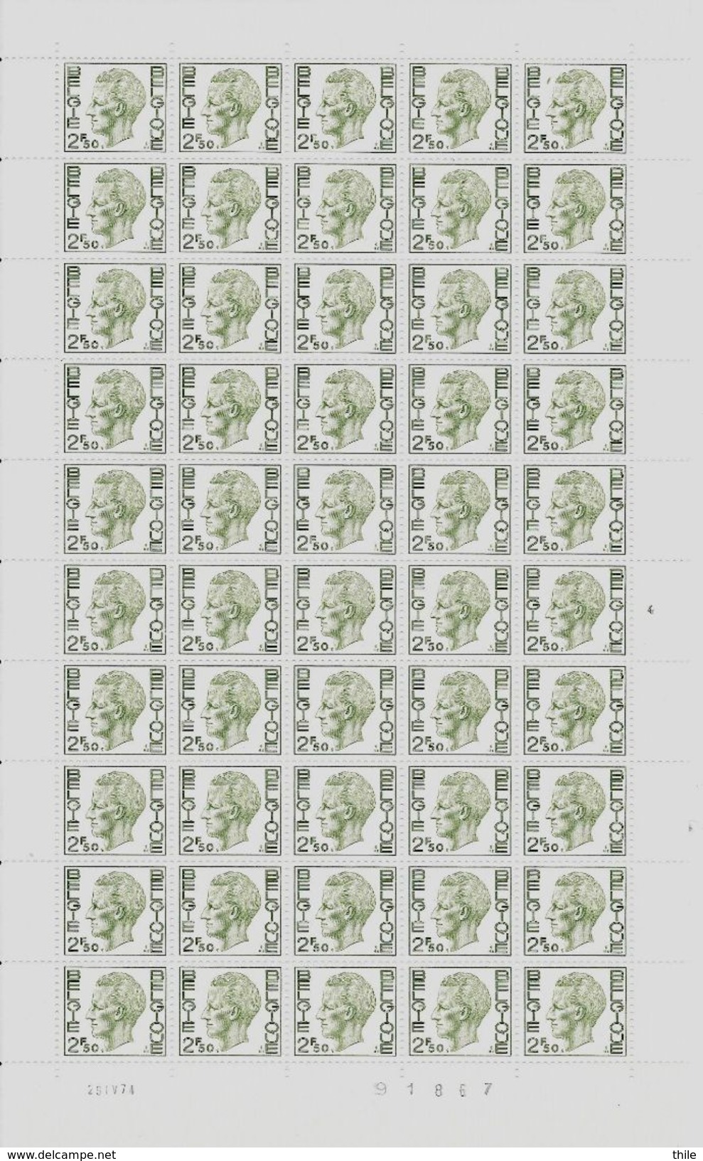 COB 1716 ** - Feuille Complète - Coin Daté Du 29/04/1974 - Numéro De Planche 4 - Unclassified