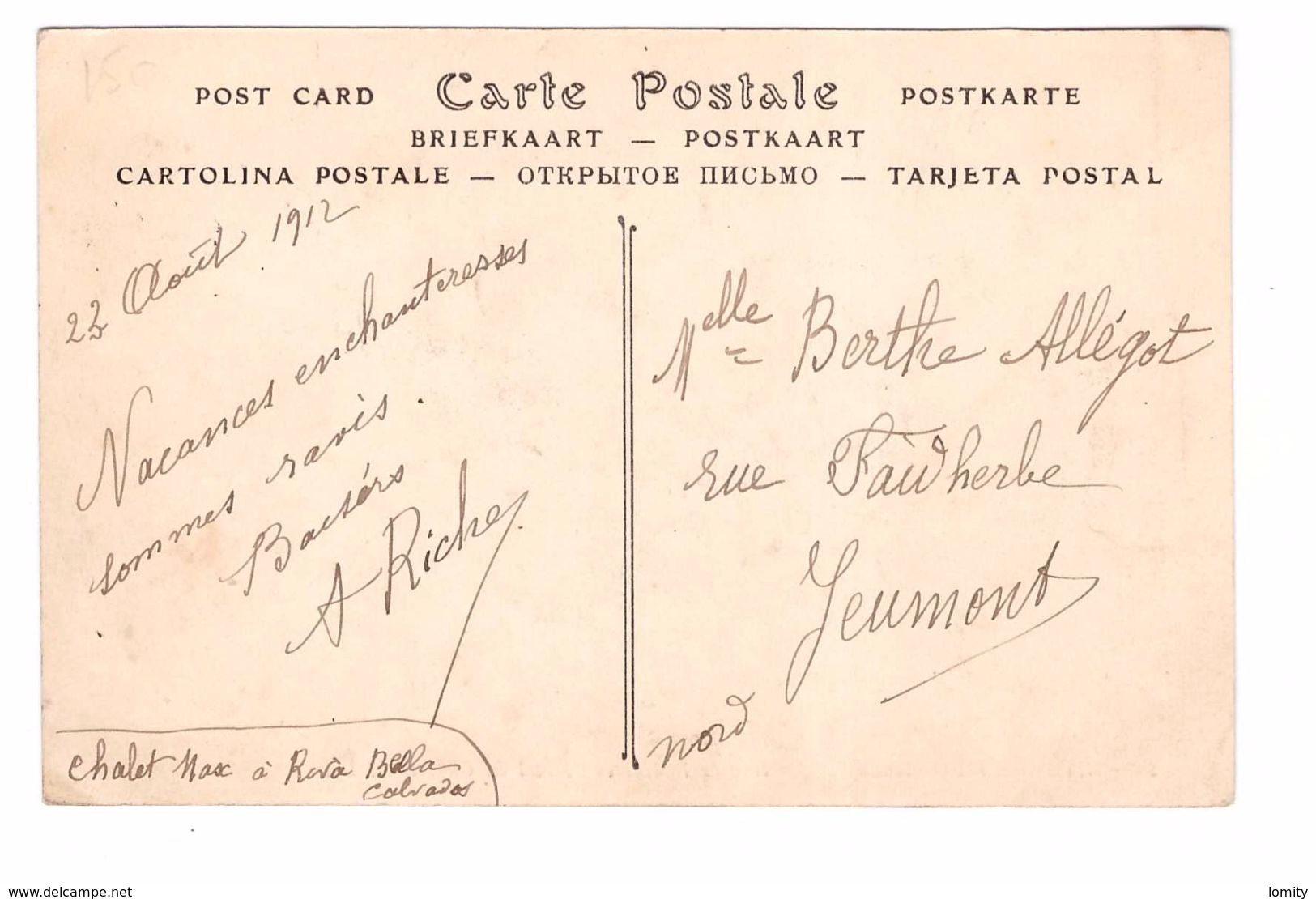 14 Riva Bella La Rue De La Mer Et L' Hotel Du Chalet Cpa Animée Correspondance 1912 - Riva Bella