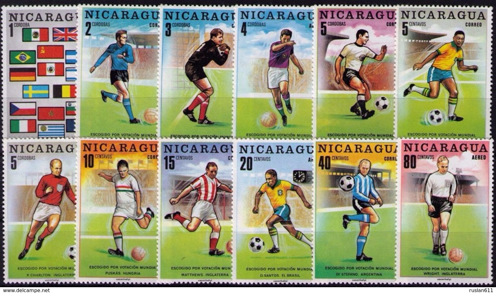 Soccer Football Nicaragua #1556/67 1970 World Cup Mexico MNH ** - 1970 – Mexico