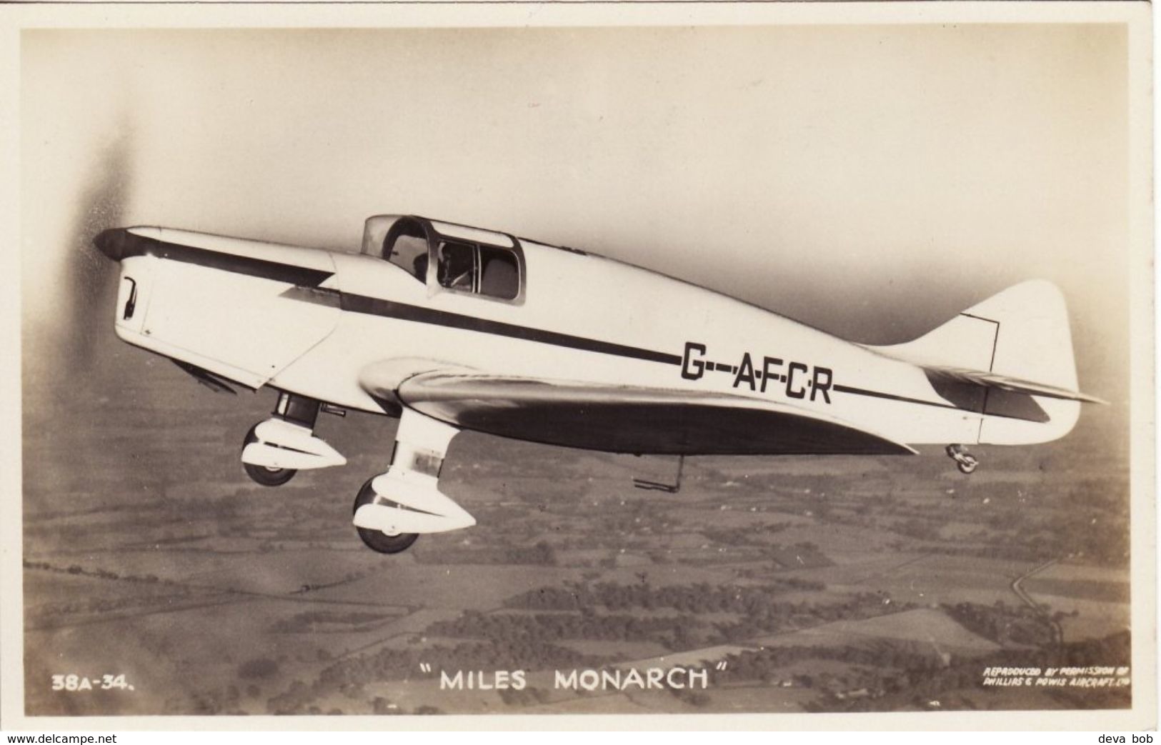 Vintage RP Aviation Postcard Miles M.17 Monarch Prototype Touring Aircraft - 1919-1938: Between Wars