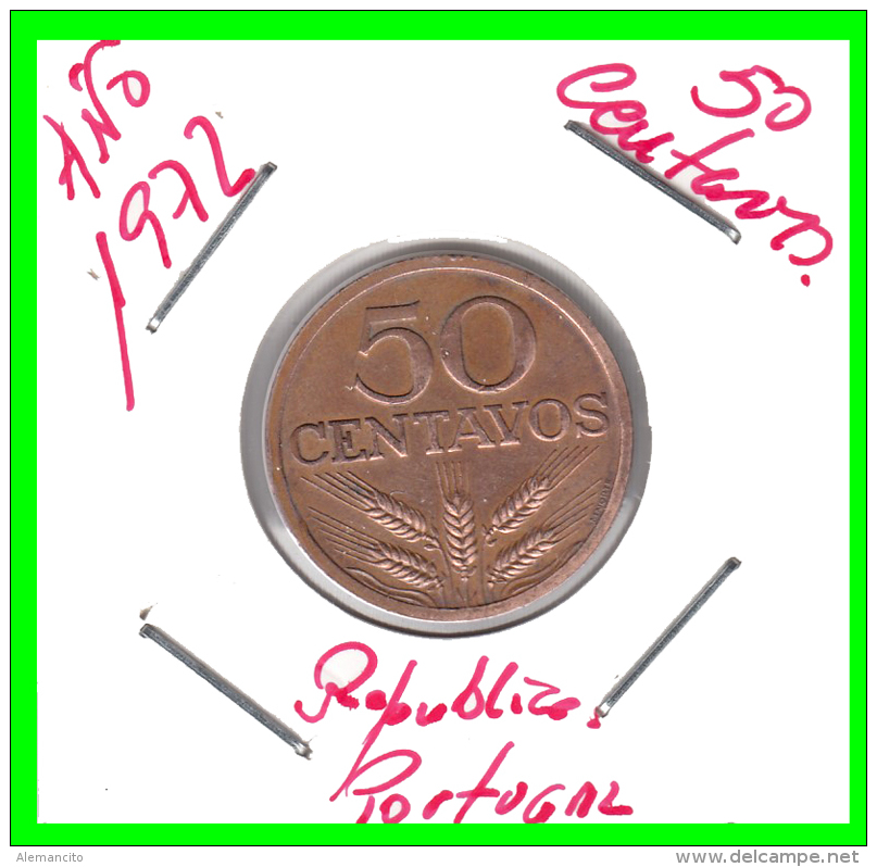 PORTUGAL  MONEDA DE 50 CENTAVOS  AÑO 1972 - Portugal