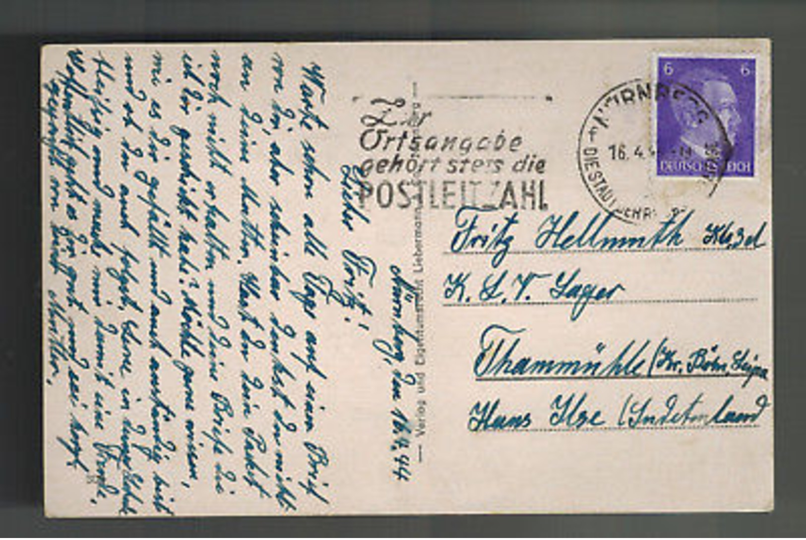 1944 Nuremburg Germany Postcard Cover To Kinder Land Verschickung Lager KLV - Autres & Non Classés