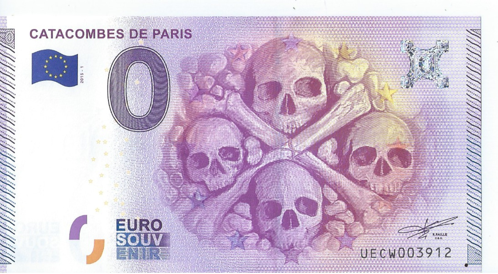 2015 BILLET TOURISTIQUE 0 Euro  Catacombe De Paris       Dpt 75  Numero Aleatoire Epuise - Private Proofs / Unofficial