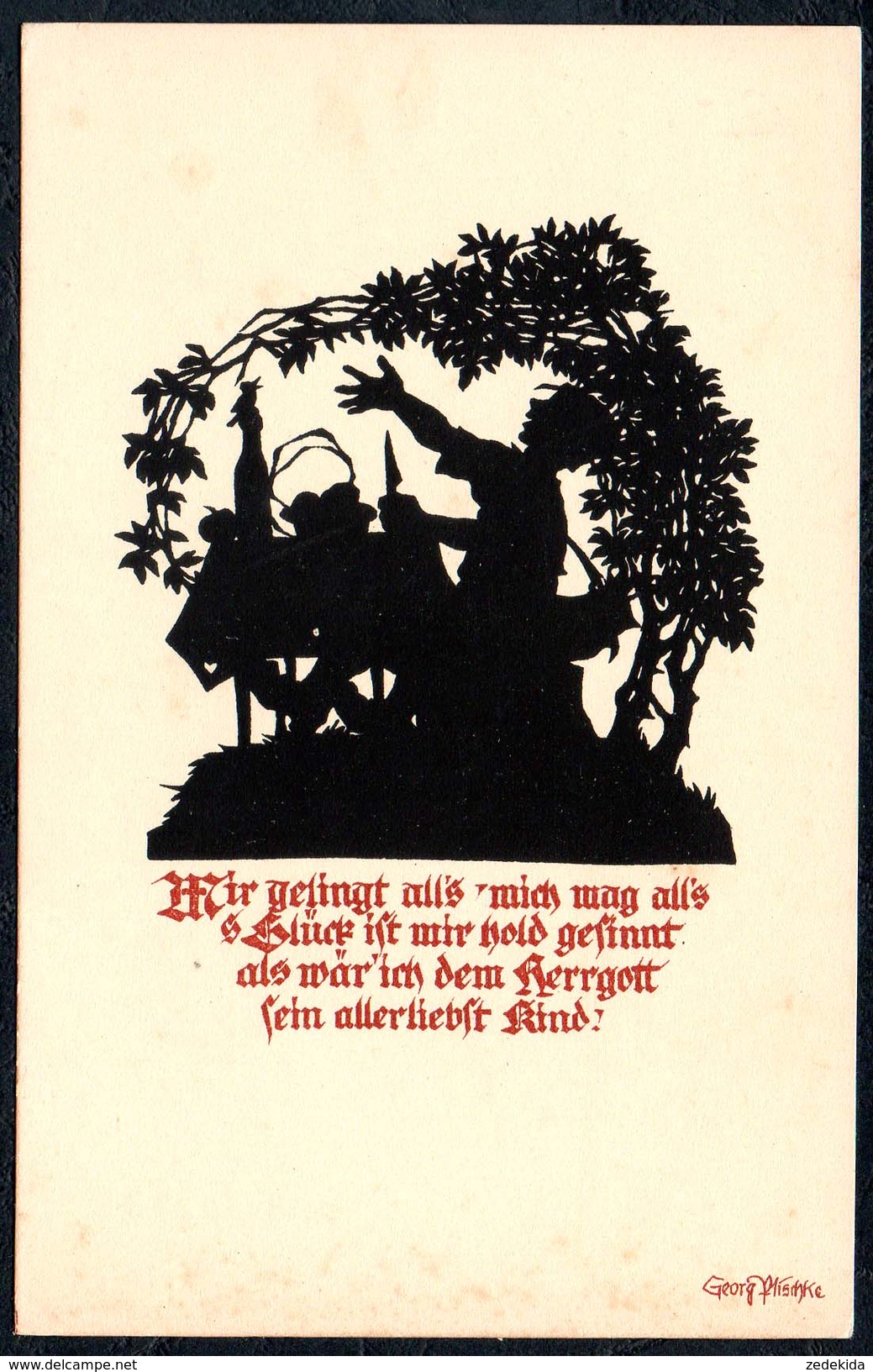 A7510 - Alte Künstlerkarte - Scherenschnitt Silhouette - Georg Plischke P 601 - Silueta