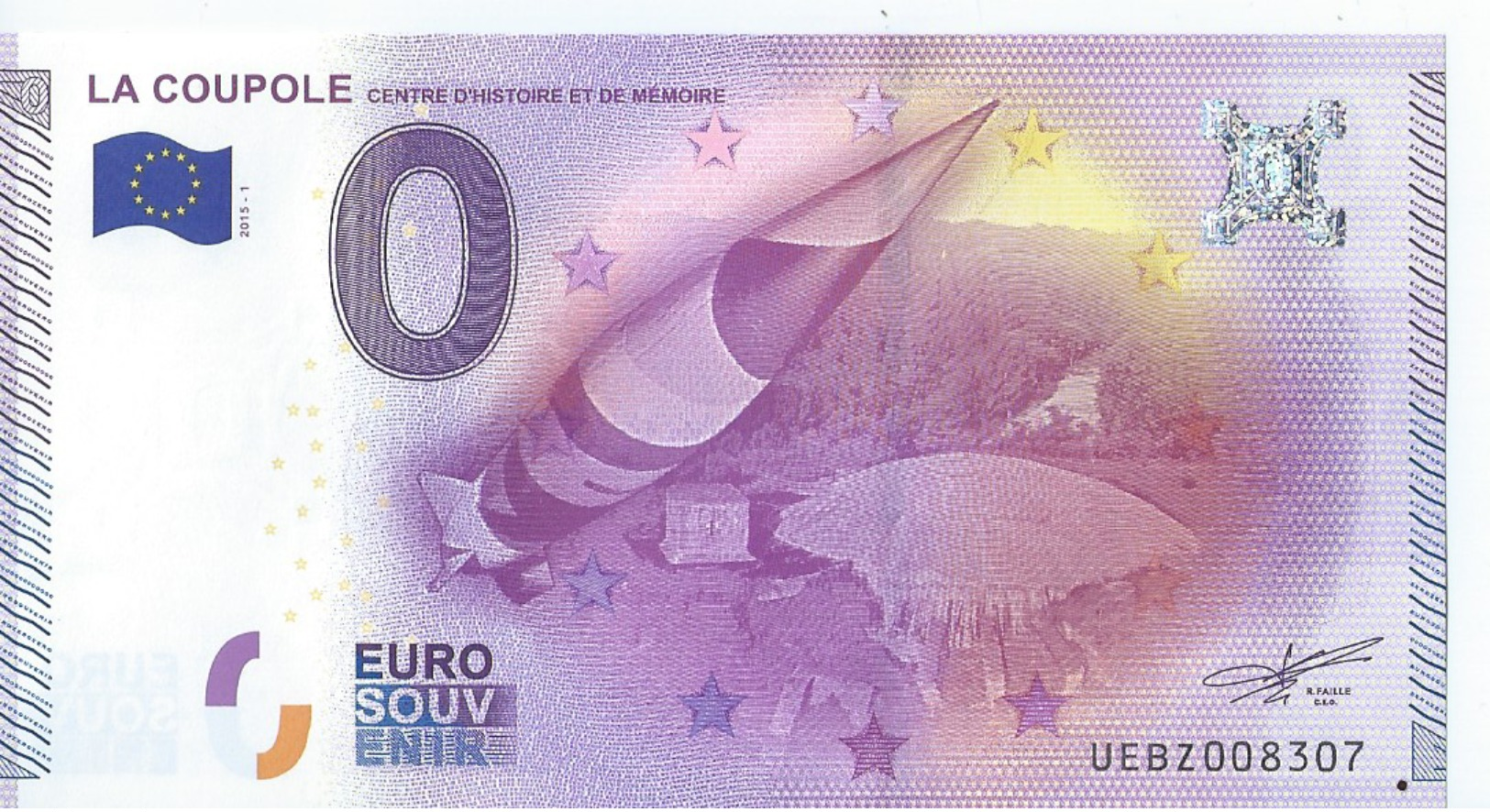 2015 BILLET TOURISTIQUE 0 Euro  La Coupole     Dpt 62  Numero Aleatoire  Port 1.20 - Private Proofs / Unofficial