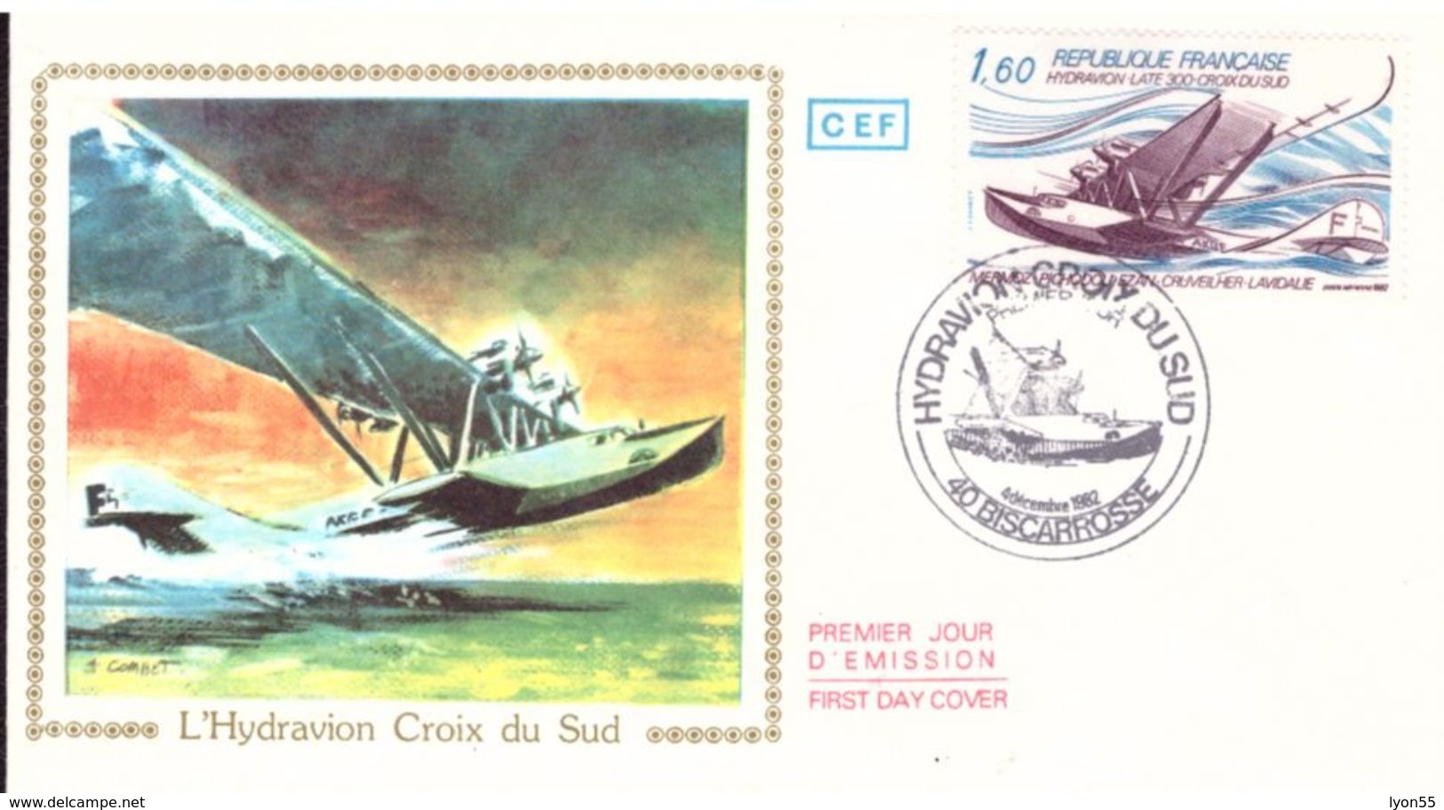 Enveloppe Premier Jour D'émission L'hydravion Croix Du Sud 1982 - 1980-1989