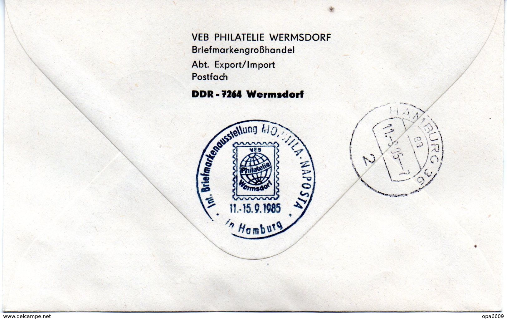 DDR Privatganzs.-Umschlag  PU U02/002-b "Burgen Und Schlösser M.ZD Zur Naposta MOPHILA'85" HAMBURG TSt 6.9.85 - Private Covers - Used