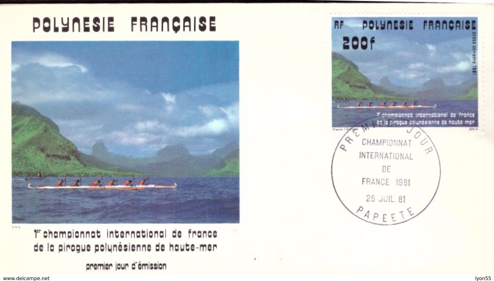 Enveloppe Premier Jour D'émission Polynésie Française 1er Championnat International De La Pirogue 1981 - FDC