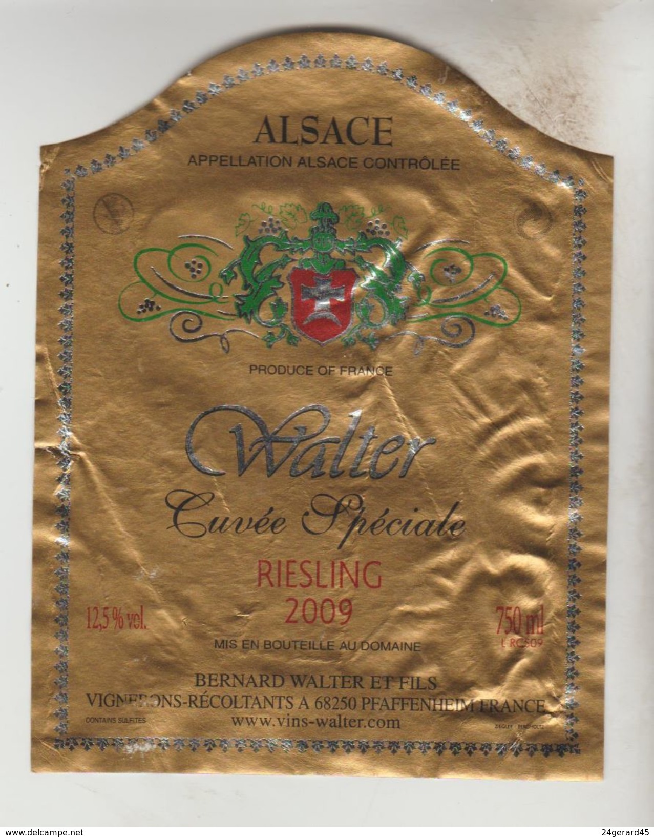 OENOPHILIE 5 ETIQUETTES VINS D'ALSACE - Riesling Bestheim 2008, Pflanzer 99, Walter 2009, Walter 2008, Pfaffenheim - Riesling