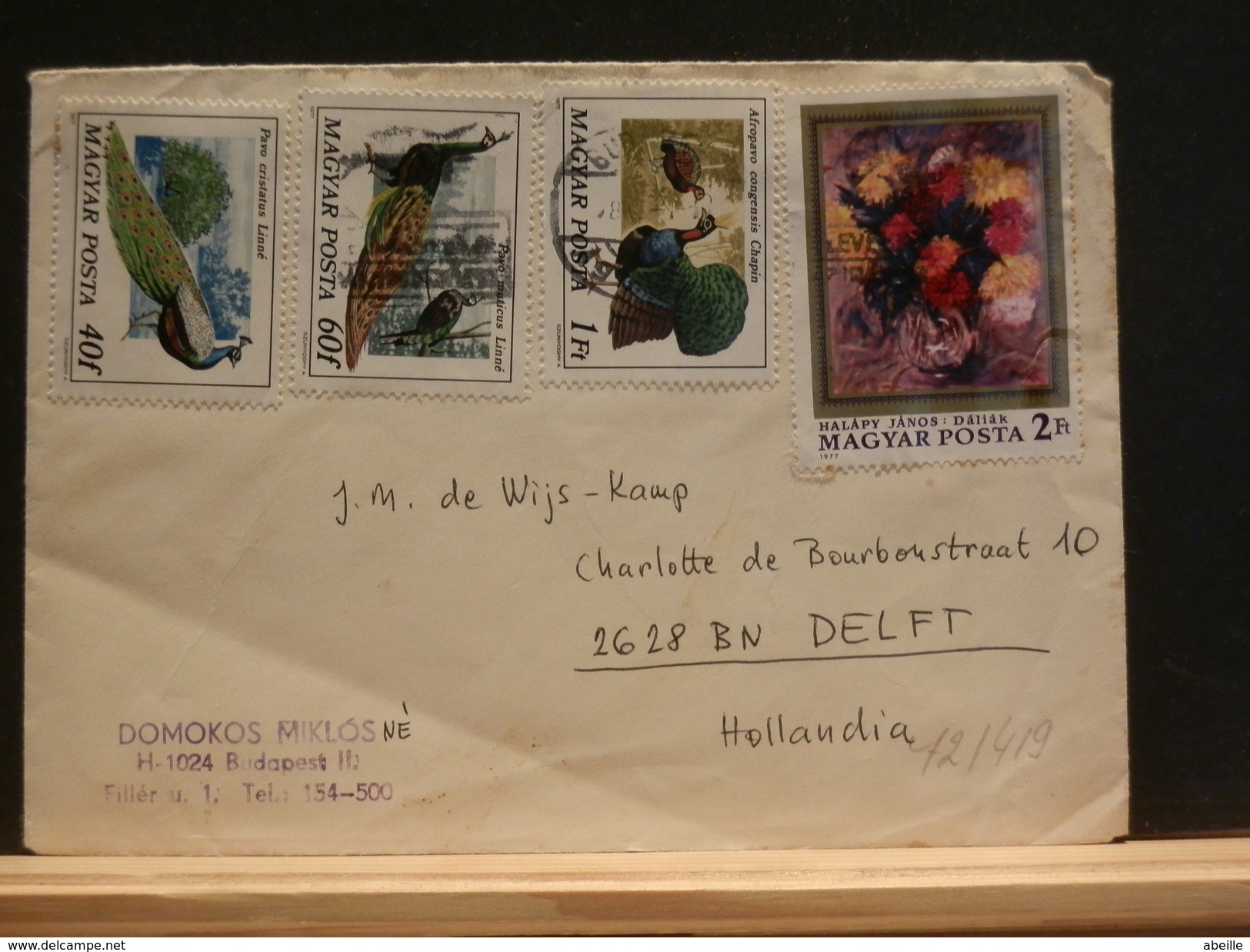 72/419   LETTRE  HONGRIE - Paons