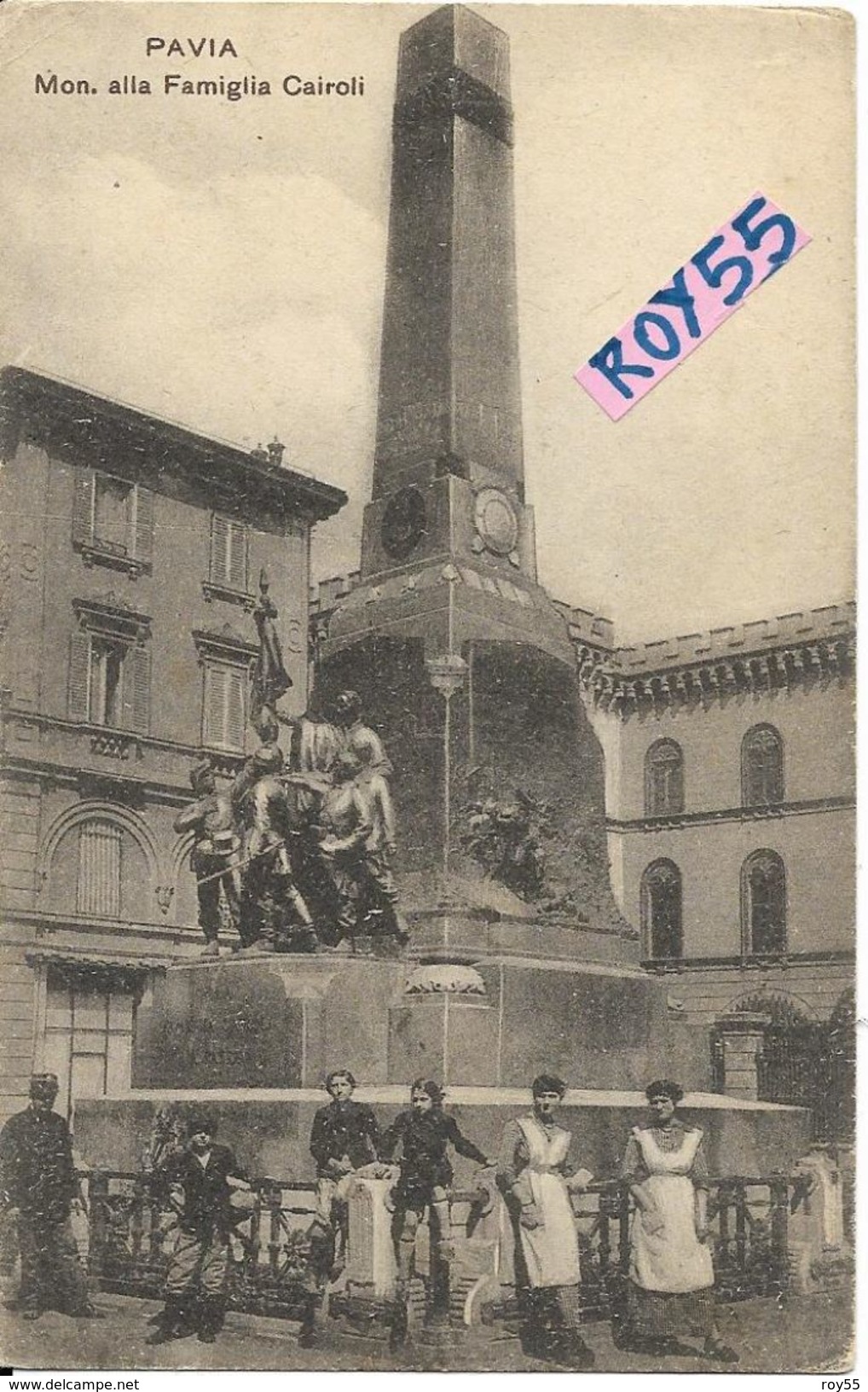 Lombardia-pavia Monumento Alla Famiglia Cairoli Veduta Primi 900 Ai Piedi Del Monumento Di Bambini Donne Militare - Pavia