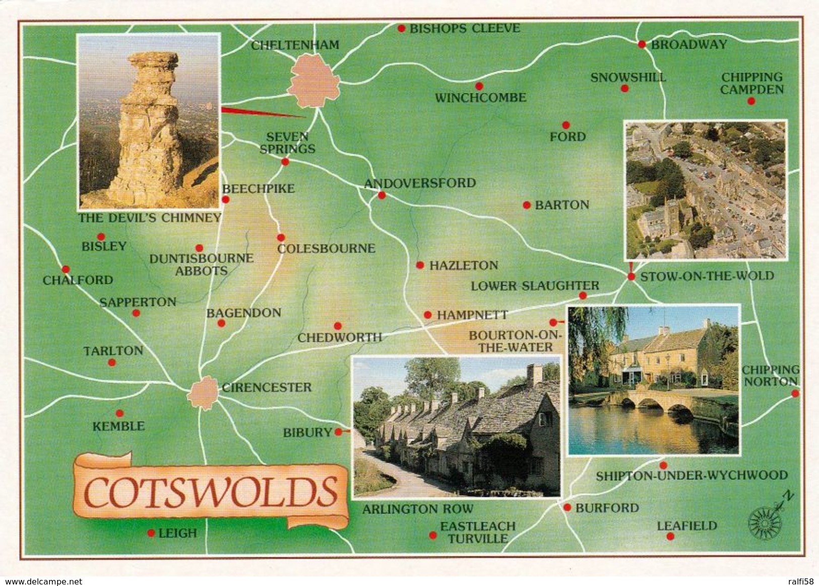 1 Map Of England * 1 Ansichtskarte Mit Der Landkarte Von Cotswolds - Eine Region In England * - Landkarten