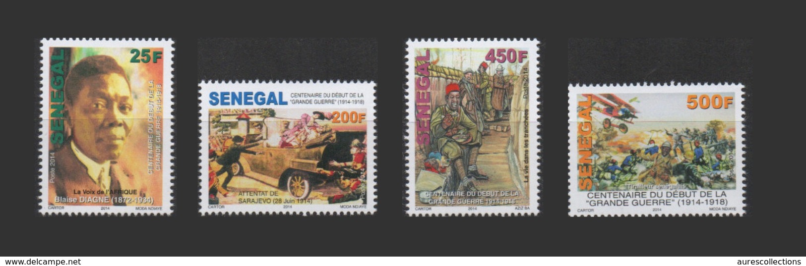 SENEGAL 2014 CENTENAIRE DE LA GRANDE GUERRE - WORLD WAR I CENTENARY WWI WW1 -  FULL SET MNH WITH MARGIN - Sénégal (1960-...)