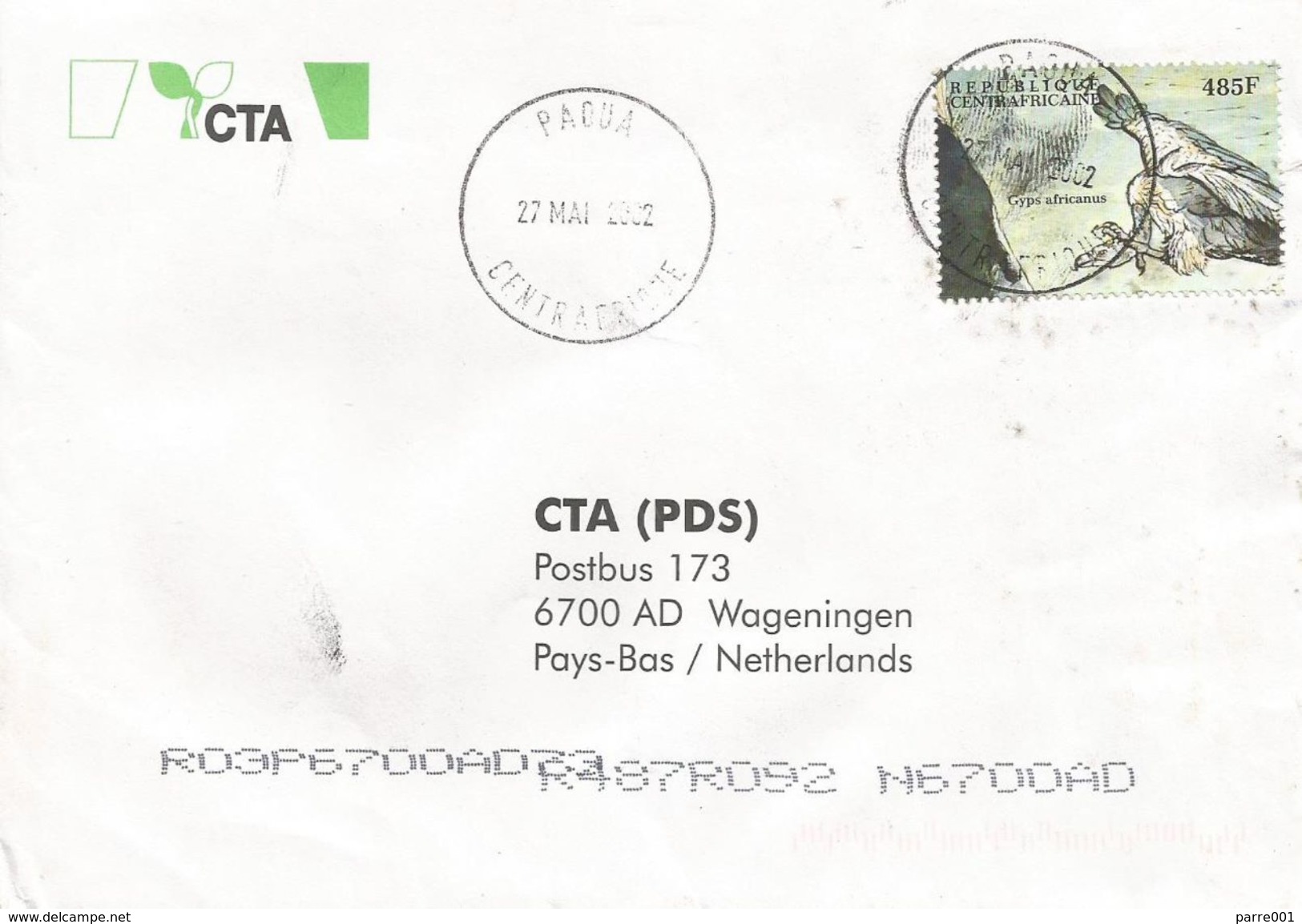 Centrafrique RCA CAR 2002 Paoua Vulture Gyps Africanus Cover - Centraal-Afrikaanse Republiek