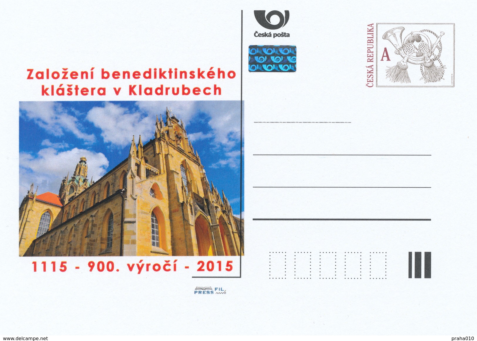Tschech. Rep. / Ganzsachen (Pre2015/02) Gründung Des Benediktinerklosters In Kladruby (1115) 900. Jahrestag - Klöster