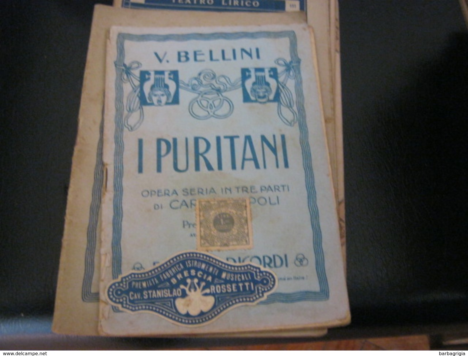 LIBRETTO"I PURITANI" BELLINI  -EDIZIONI RICORDI - Partituras