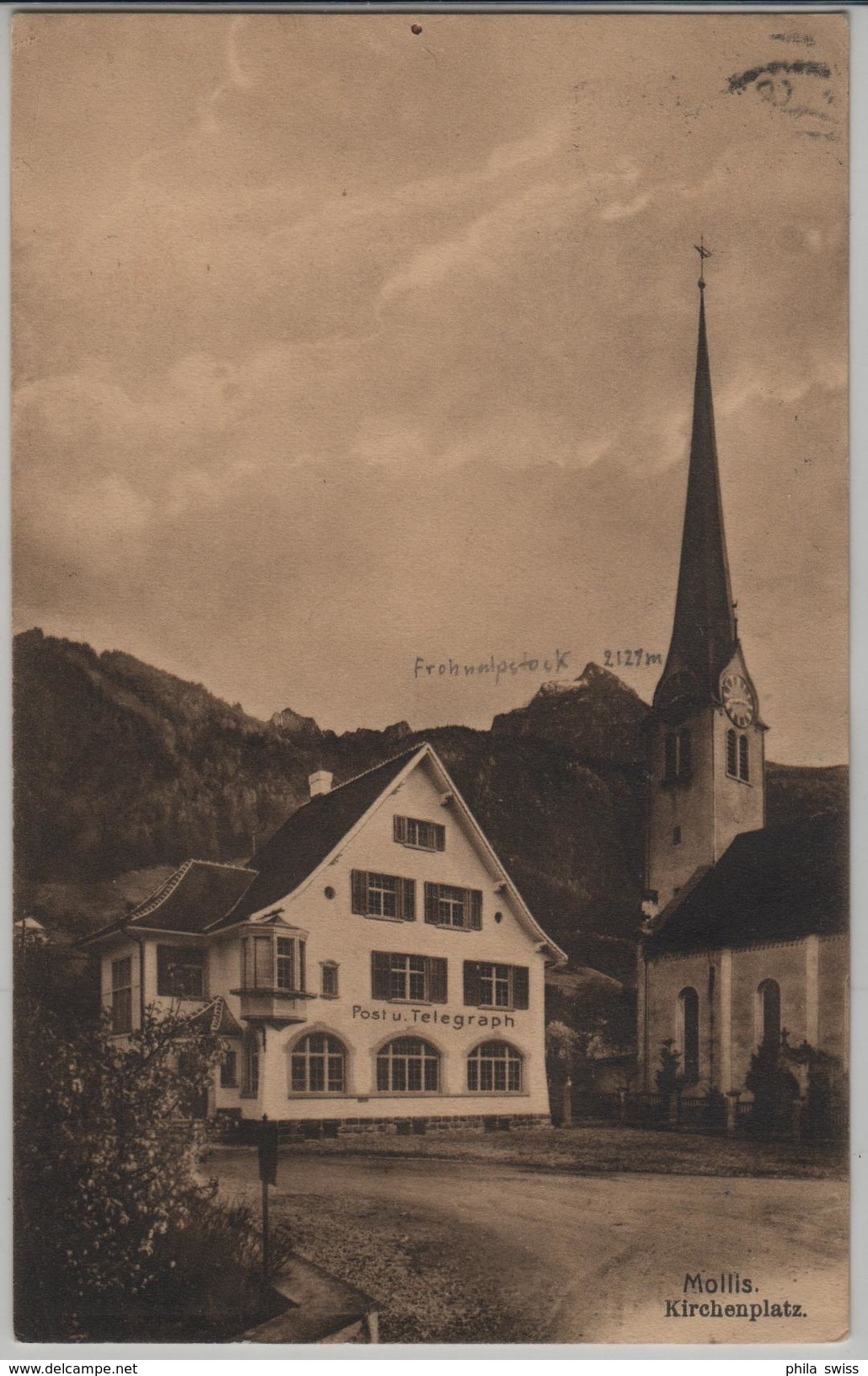 Mollis - Kirchenplatz, Post Und Telegraph - Photo: E. Jeanrenaud - Mollis