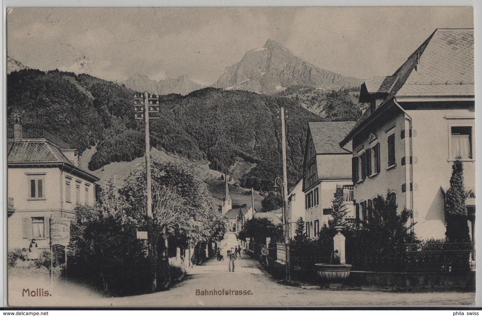 Mollis - Bahnhofstrasse - Animee - Photo: E. Jeanrenaud No. 477 - Mollis