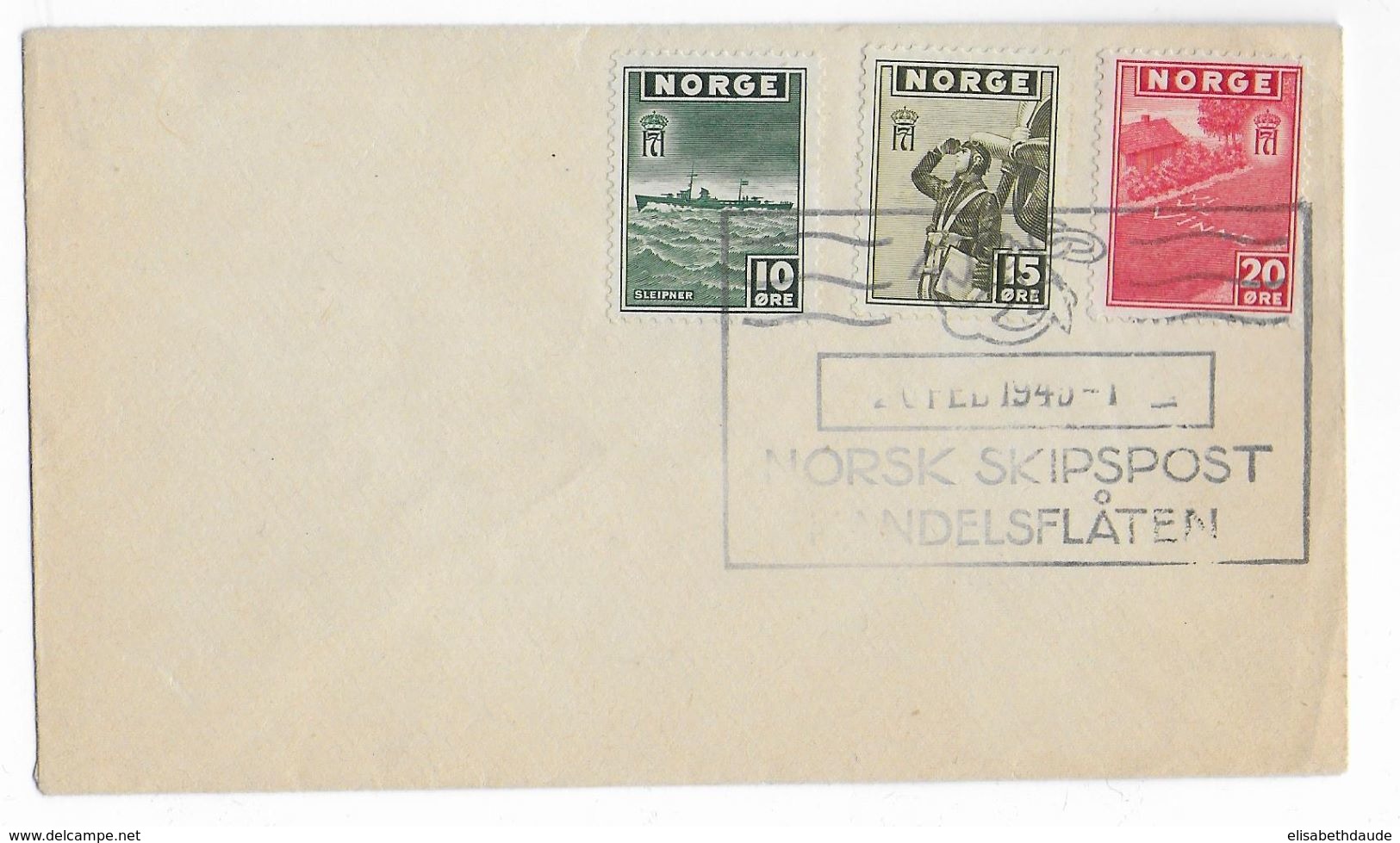 NORVEGE - 1945 - ENVELOPPE Avec TIMBRES EMIS Par Le GOUVERNEMENTen EXIL à LONDRES - Lettres & Documents