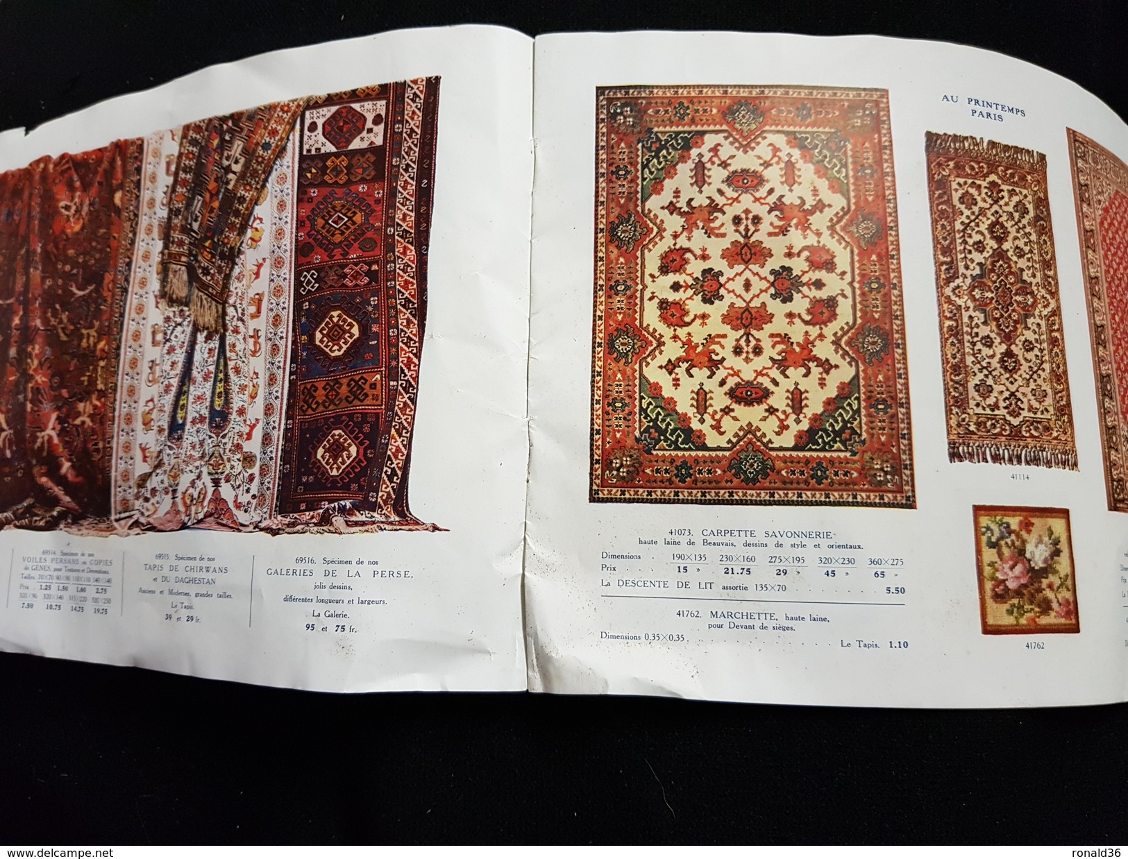 Catalogue GRANDS MAGASINS DU PRINTEMPS PARIS Tapis D'Orient Francais Fleurs Carpette Moquette Linoléum - Home Decoration