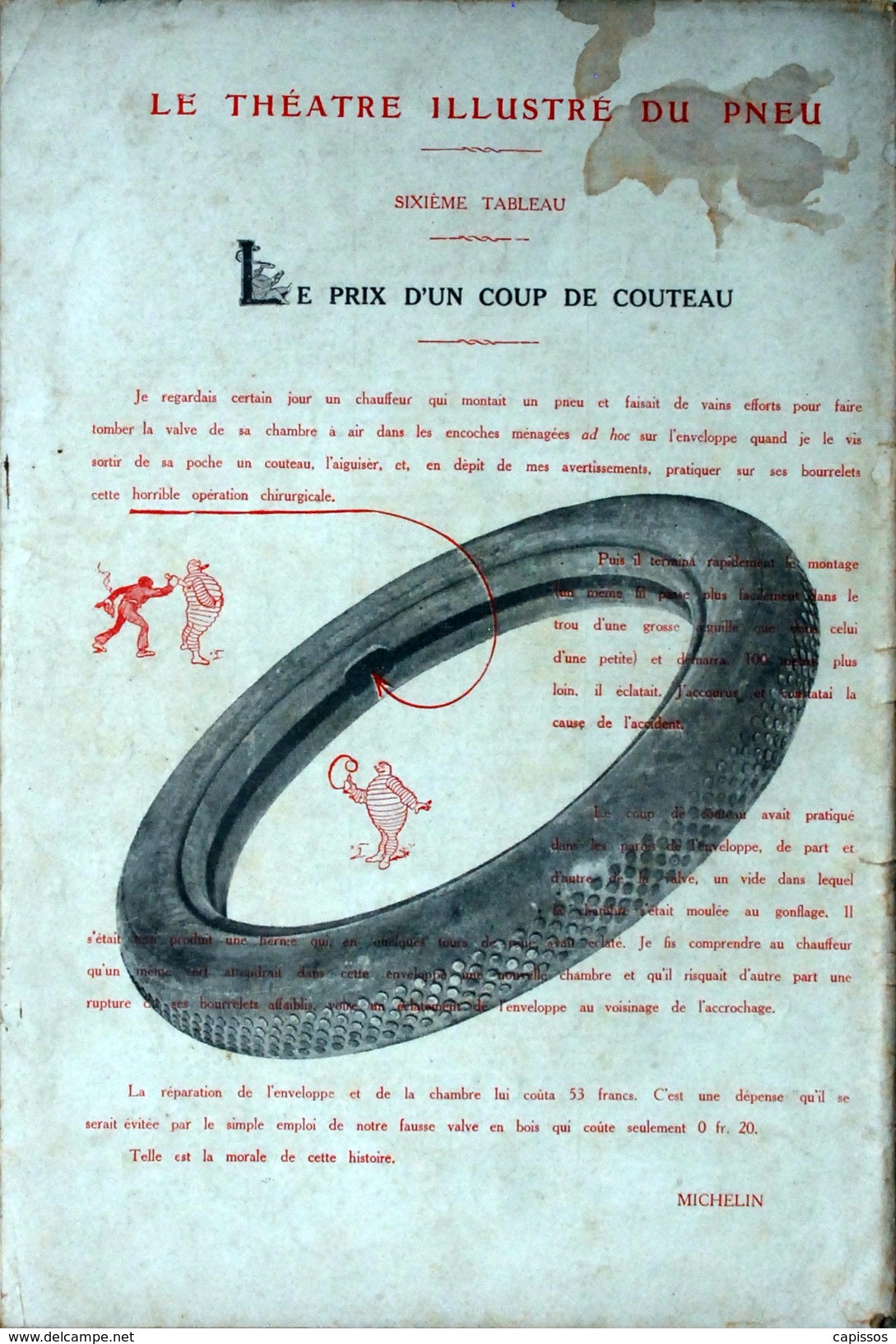 Publicité Michelin Sur Dos De Revue "l'Illustration Théâtrale" N° 177 22 Avril 1911 Etat D'usage - Voitures