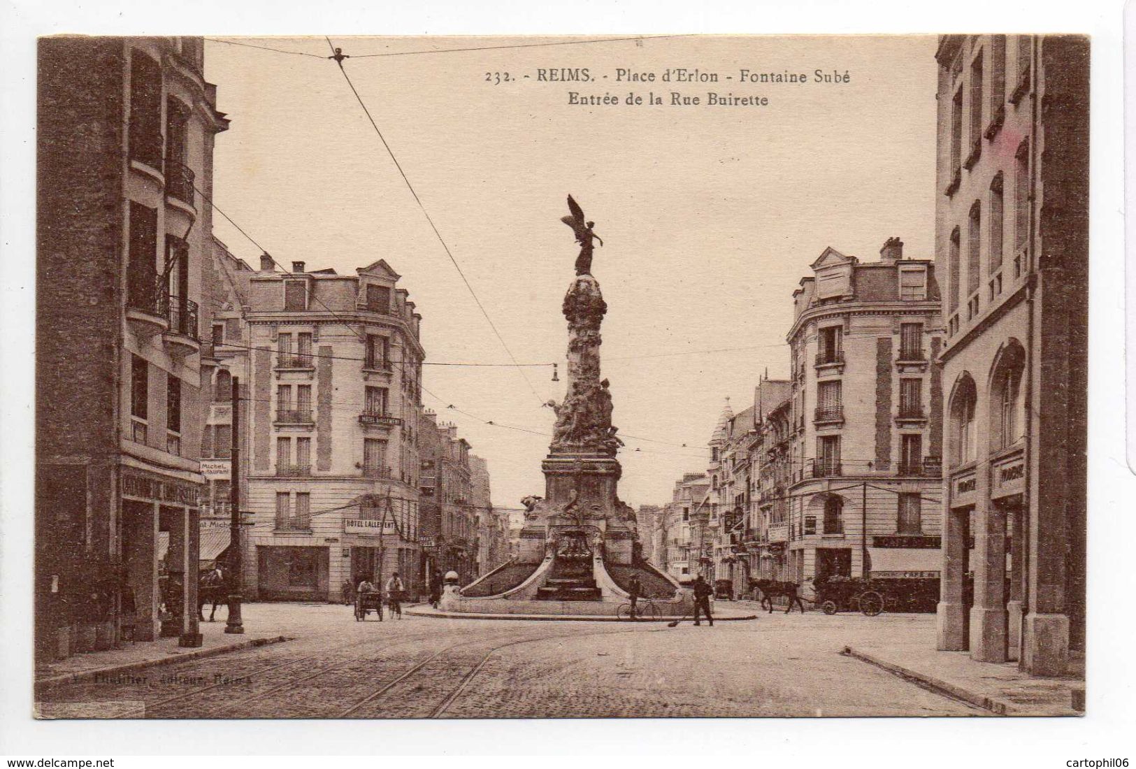 - FRANCE (51) - CPA écrite REIMS - Place D'Erlon - Fontaine Subé - Entrée De La Rue Buirette - Edition Thuillier 232 - - Reims