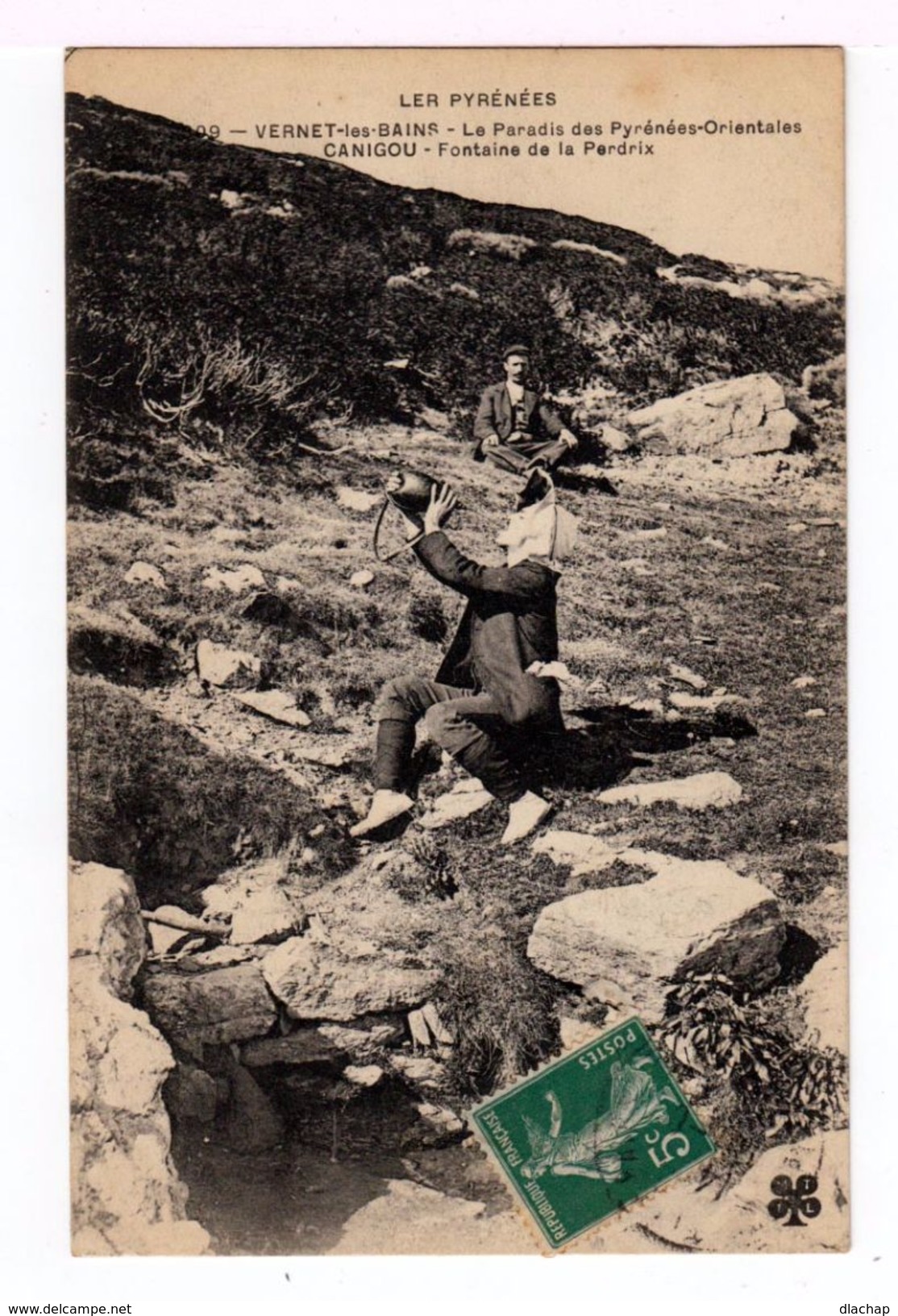 Les Pyrénées. Vernet Les Bains. Canigou. Fontaine De La Perdrix. (1921r) - Autres & Non Classés