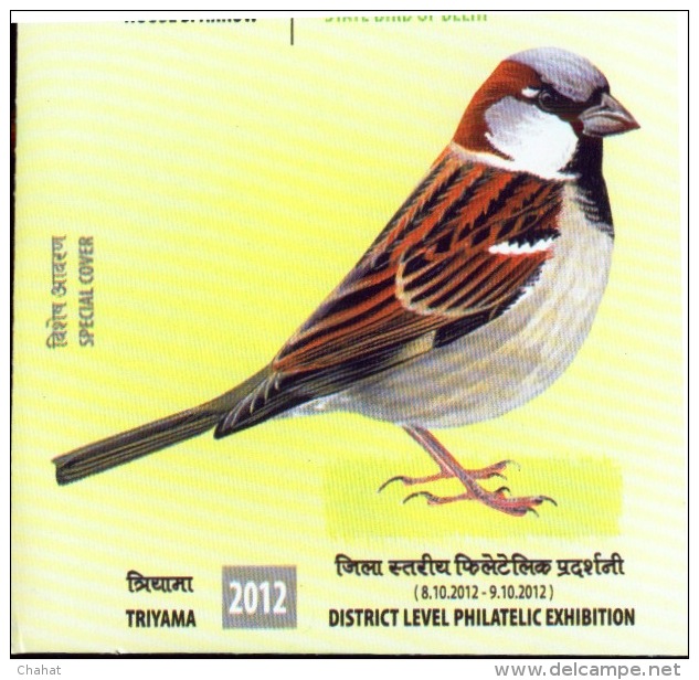 BIRDS-HOUSE SPARROW-SPECIAL COVER-DELHI-INDIA-2012-IC-203 - Moineaux