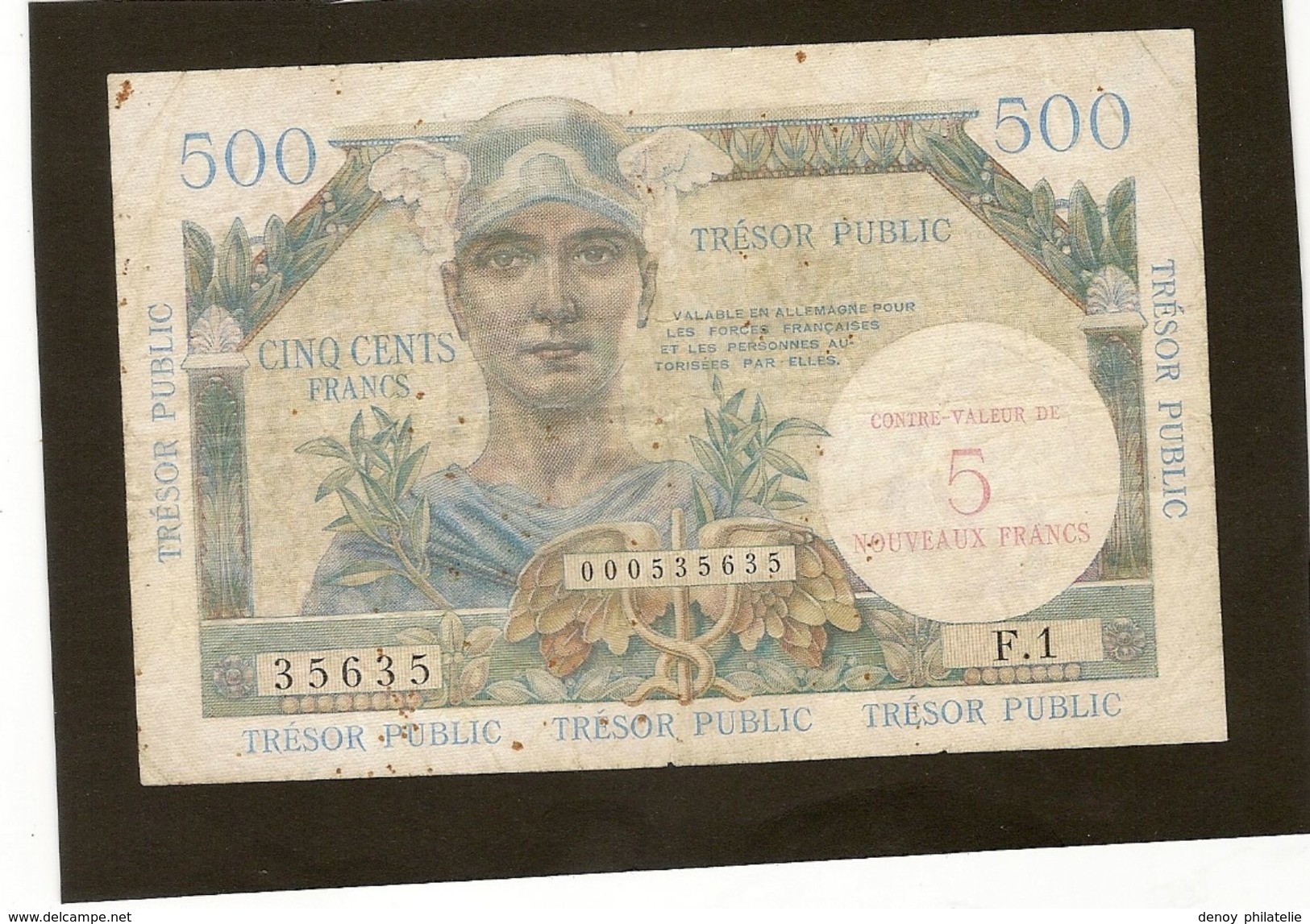 France Billet De 500 Francs Surchargé 5 Nouveaux Trancs Ref Fayet VF 37 - 1955-1963 Staatskasse (Trésor Public)