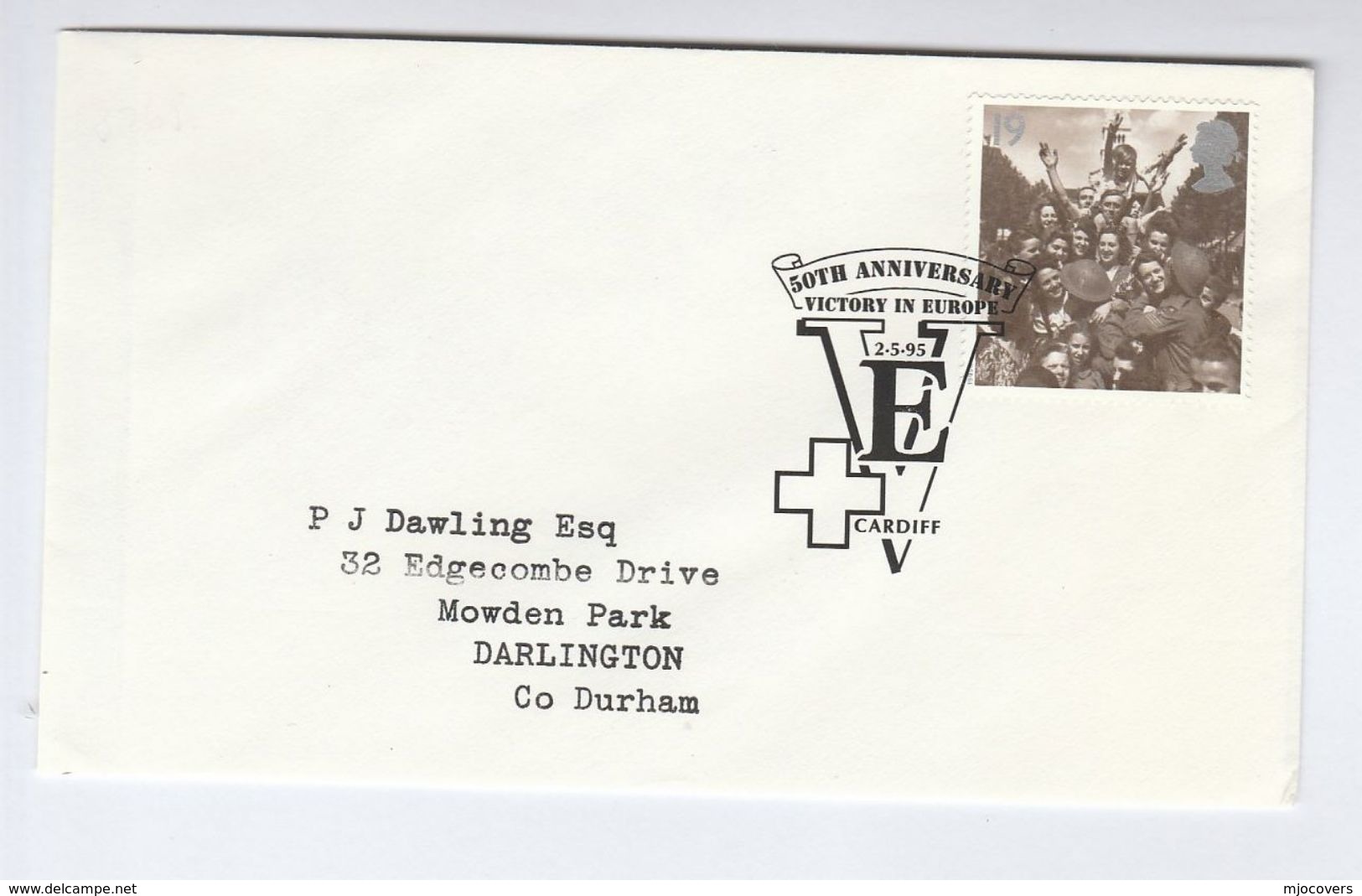 1995 CARDIFF  VE DAY  EVENT COVER Pmk  GB FDC Stamps Wwii - WW2