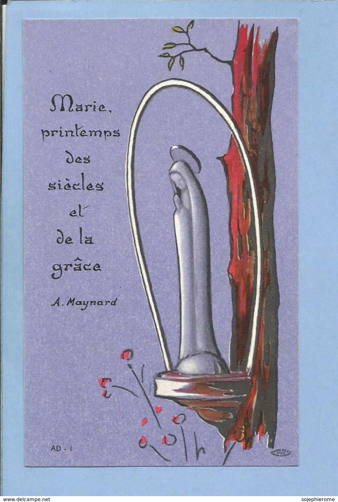 Profession De Foi Dominique Davoine Quiévy 03-05-1964 2scans Statue Vierge Marie Dessinée Boumard - Communion