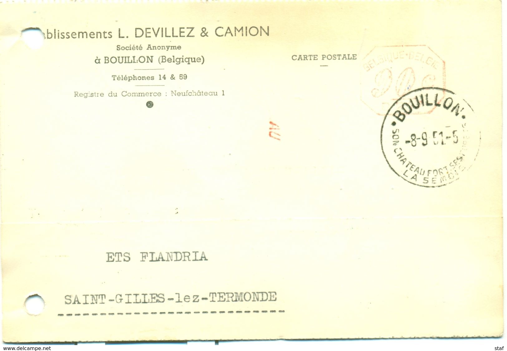 Ets. L. Devillez & Camion à Bouillon - 3 Cartes Anciennes  : 1951 - 1950 - ...