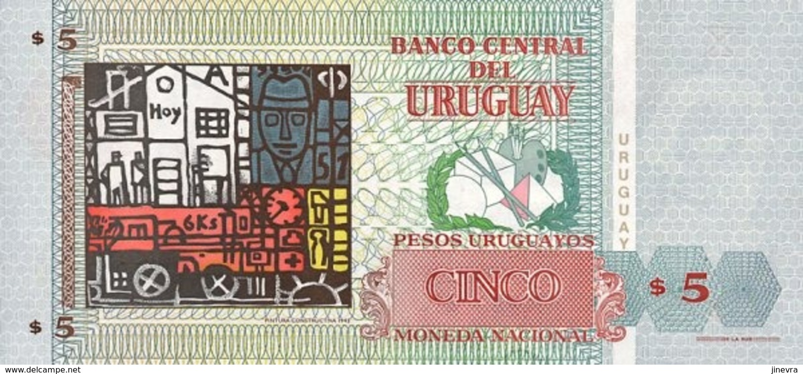 URUGUAY 5 PESOS U. 1998 PICK 80 UNC - Uruguay