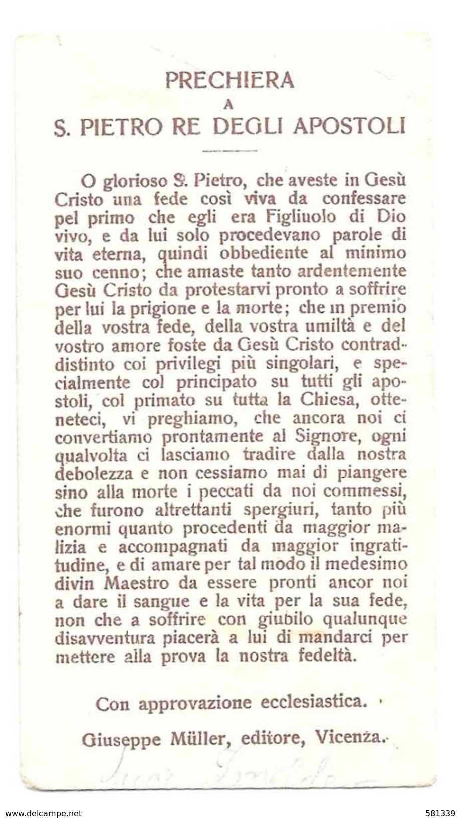 SANTINO Primi '900 " S.PIETRO RE DEGLI APOSTOLI " - Religione & Esoterismo