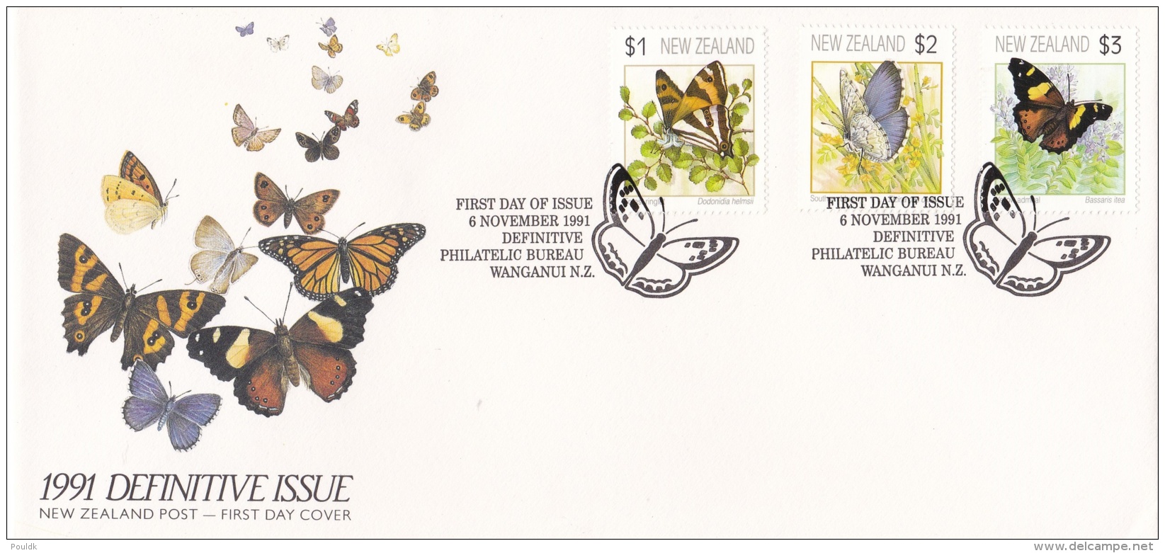New Zealand FDC  1991 Butterflies High Values Definitive Issue  (LAR6-14) - FDC