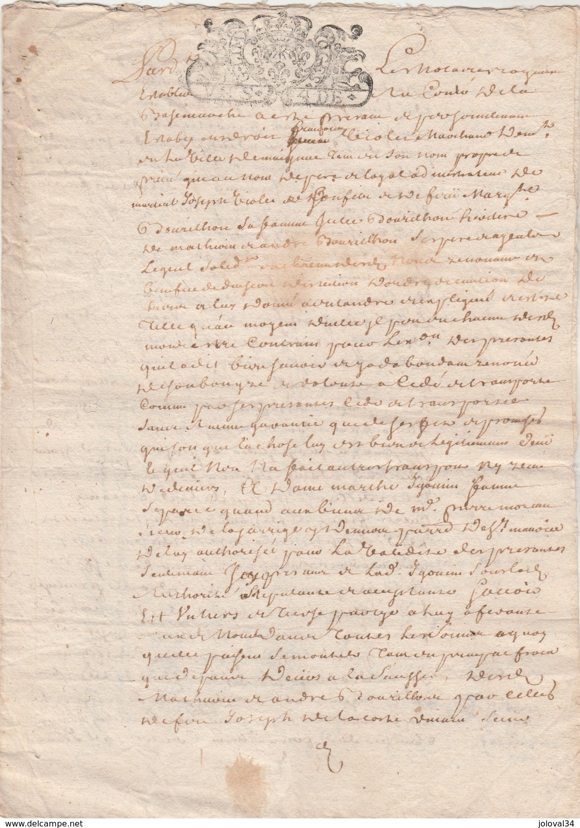 Cachet Généralité Limoges Un Sol 4 Deniers 16/11/1716 Haute Vienne Moreau De La Jarrige Marcoux Igonin Bourilhon 3 Pages - Manuscripts