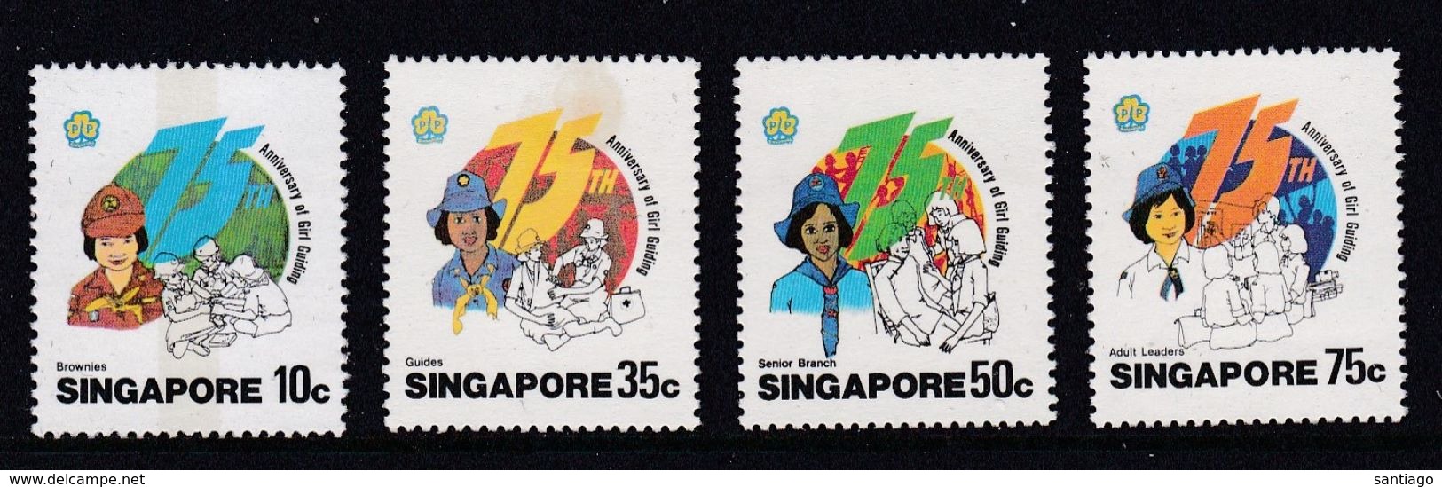 Padvinders & Scoutisme  : 209 - 210 / 402 - 405 ( 75 Jaar Scouts ) / 475 - 478 ( 75 Jaar Meisjesgidsen ) / Nr 479 - Singapour (1959-...)