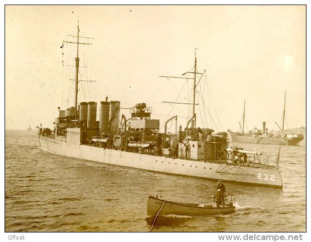 The Tyrian Luxury British Cable Ship USS Brooke Destroyer Navire Cablier Marine Old Photo 1920's - Bateaux