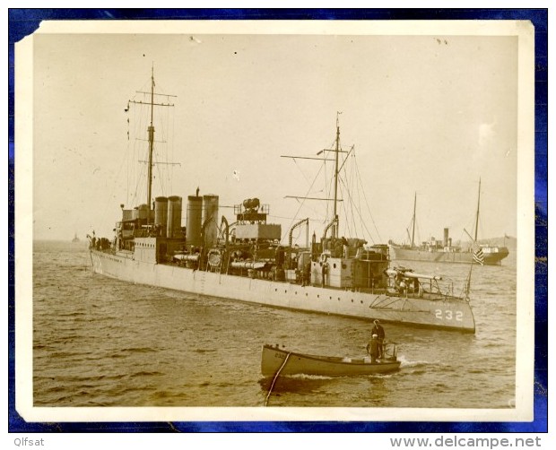 The Tyrian Luxury British Cable Ship USS Brooke Destroyer Navire Cablier Marine Old Photo 1920's - Bateaux