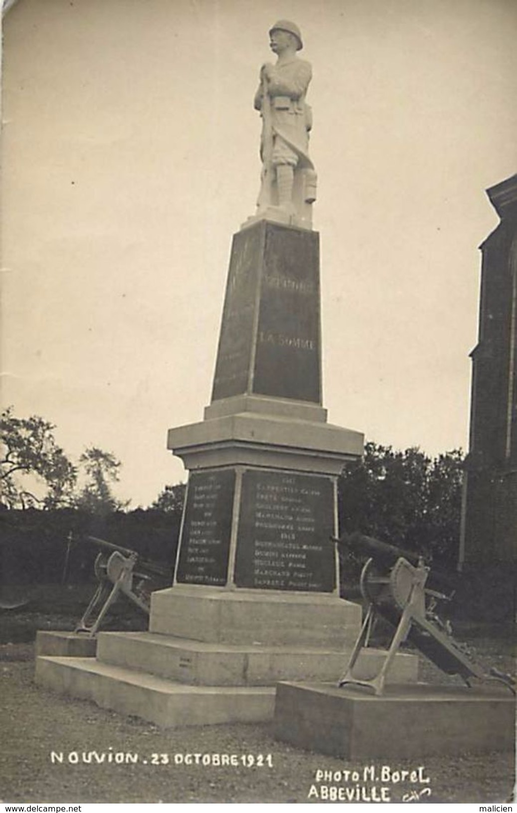 - Somme -ref-C03- Nouvion - Carte Photo Monument Aux Morts - 23 Octobre 1921 - Photo Borel - Abbeville - - Nouvion