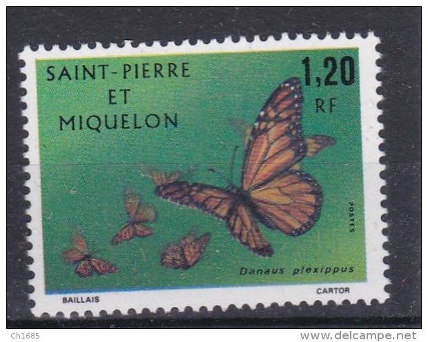 SAINT-PIERRE-ET-MIQUELON     :   Yvert  441  Neuf XX  Cote  18 Euros Papillon - Neufs