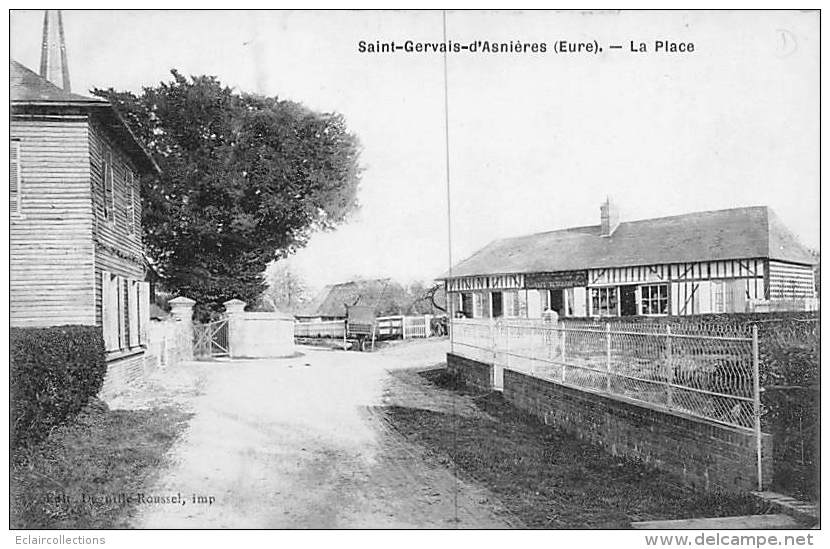 Saint Gervais D'Asnières    27      La Place.Café.     (voir Scan) - Sonstige & Ohne Zuordnung