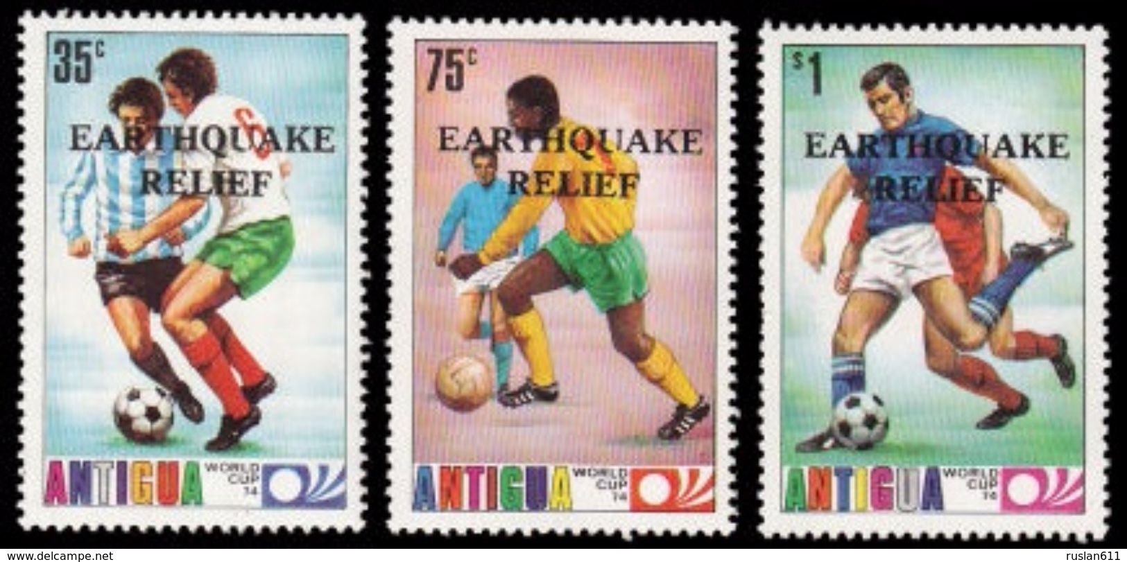 Soccer Football  Antigua #342/4 1974 World Cup Germany MNH ** - 1974 – West Germany