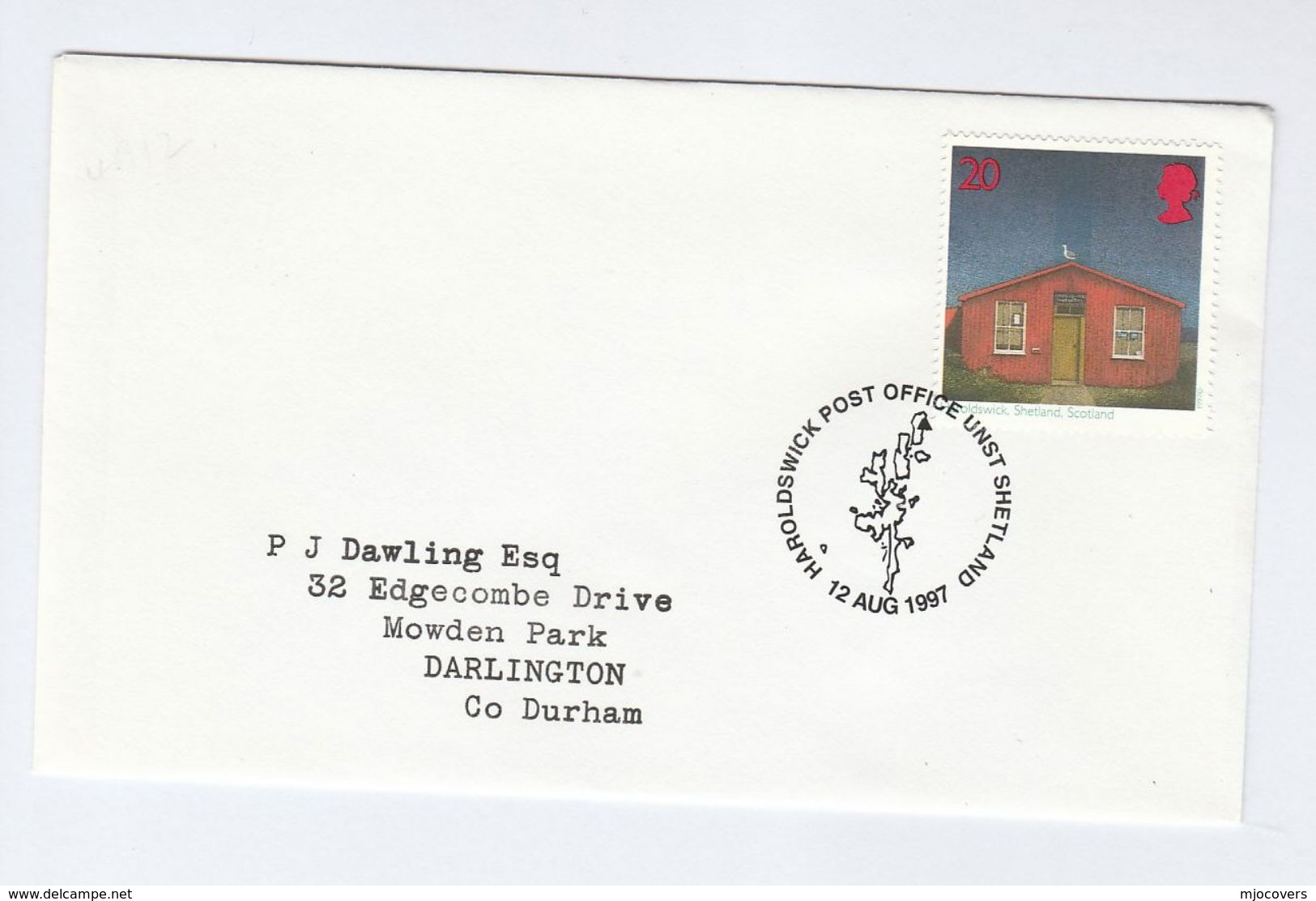 1997 HAROLDSWICK POST OFFICE  Shetland Islands FDC  GB With Haroldswick Post Office Stamp Map Pmk - 1991-2000 Decimal Issues