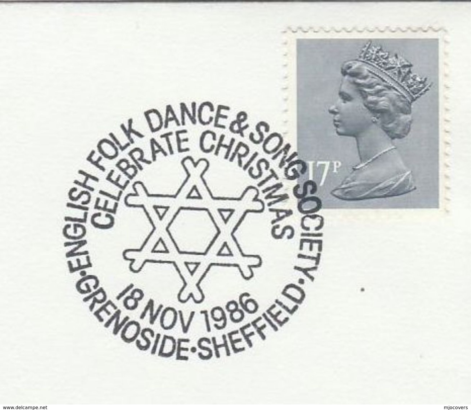 1986 GB COVER EVENT Pmk GRENOSIDE CHRISTMAS Folk DANCE & SONG Sheffield Stamps Music Theatre - Christmas