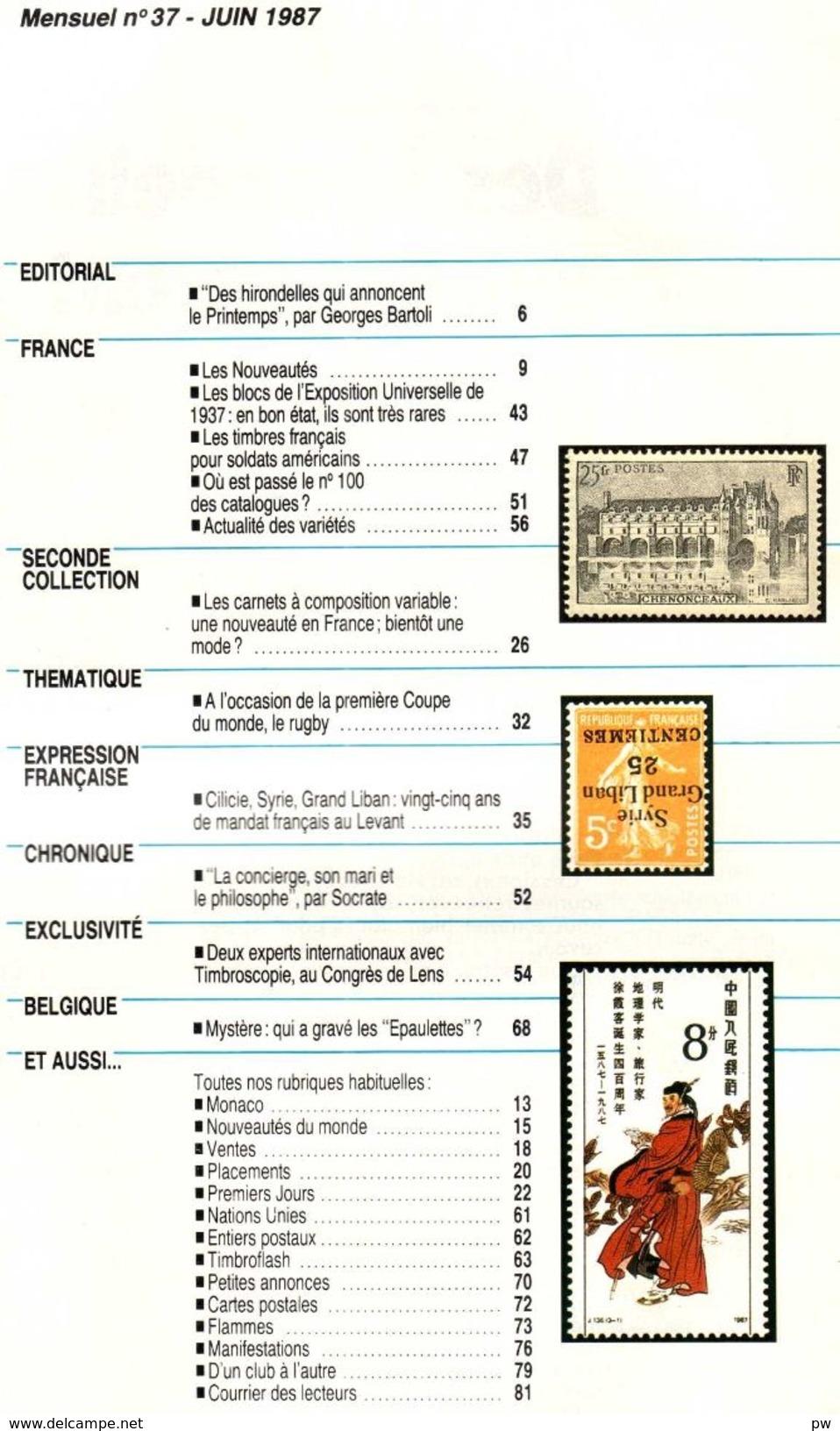 REVUE TIMBROSCOPIE N° 37 De Juin 1987 - Français (àpd. 1941)