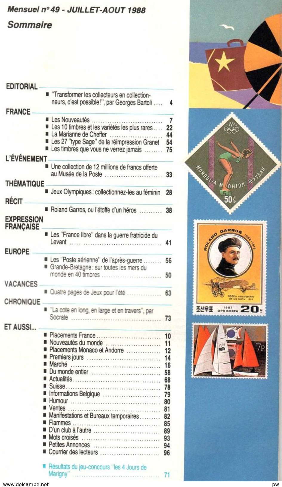 REVUE TIMBROSCOPIE N° 49 De Juillet-Aout 1988 - Frans (vanaf 1941)